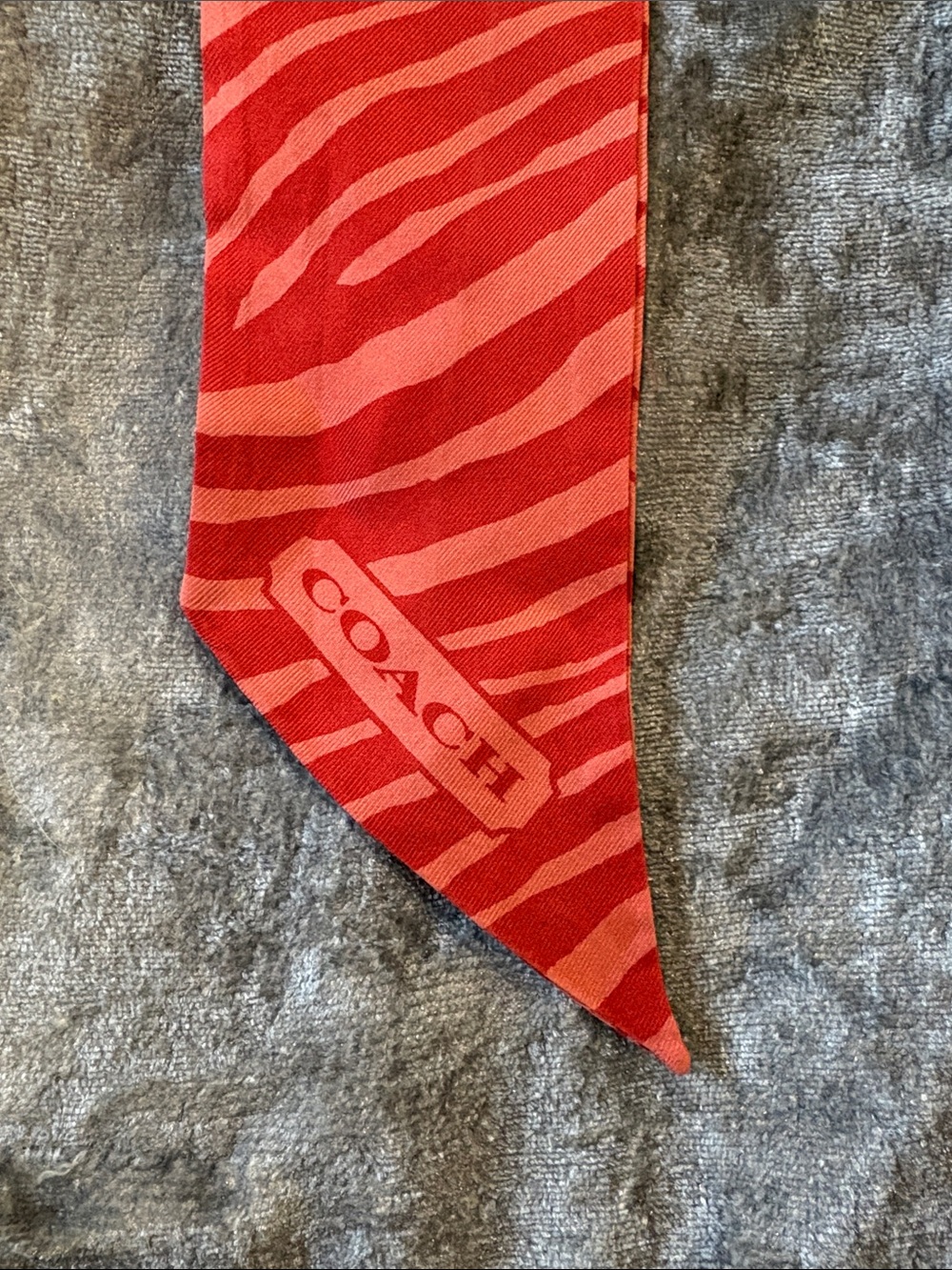 Coach Red & Pink Signature & Zebra Print Silk Scarf Twilly - Picture 2 of 3